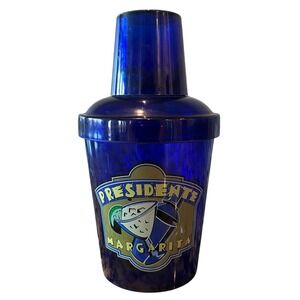 Vtg 90s Chili's Grill & Bar Presidente Margarita Plastic Shaker Cup Cobalt Blue